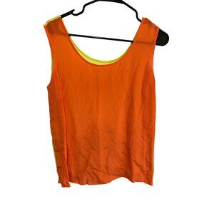 Diane Gilman Reversible Neon Orange and Yellow Silk Sleeveless Top SZ Medium